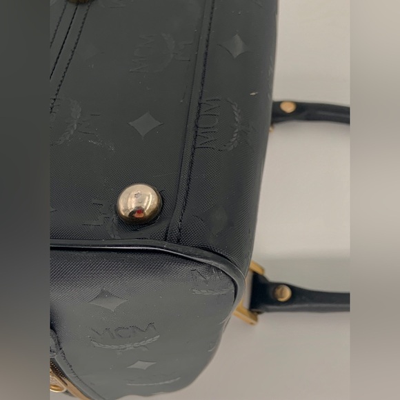 EUC MCM Black Visetos Nylon & Leather Boston Style Satchel Bag - Picture 13 of 15